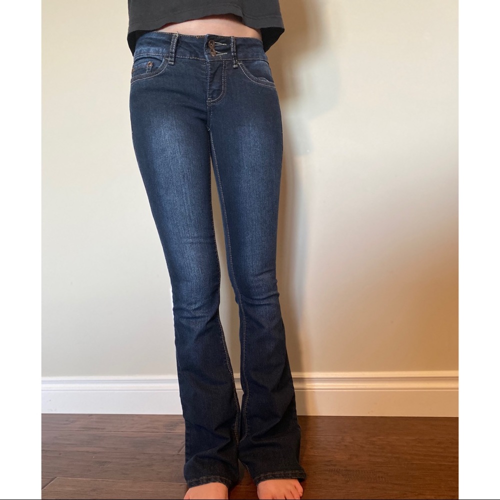 Dark blue flare jeans